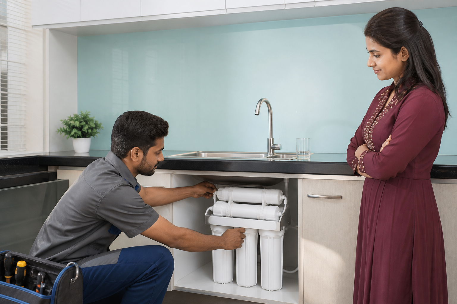 RO installation service completed by technician